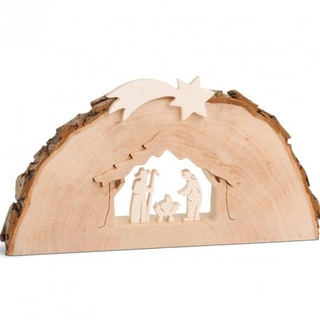 Crèche de Noël demi ronde avec figurines ciselées,