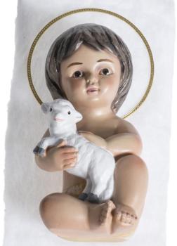 Enfant Jésus avec agneau en plâtre 15 cm Enfant Jésus avec agneau en