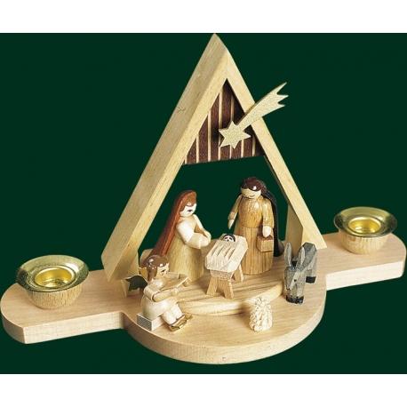 Mini-crèche de Noël en bois avec toit pointu