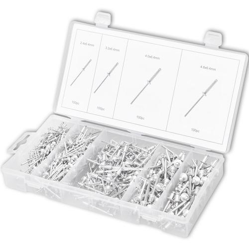 VidaXL Set 400 pièces de rivet aveugle assorti dér