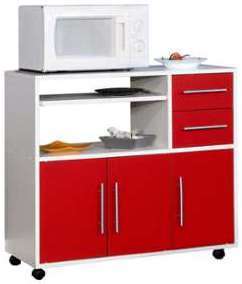 Desserte micro-ondes PRETTY coloris blanc rouge Desserte micro-ondes PRETTY