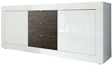 Buffet 2 portes 3 tiroirs TOPIC coloris blanc wengé Buffet 2 portes 3 tiroirs