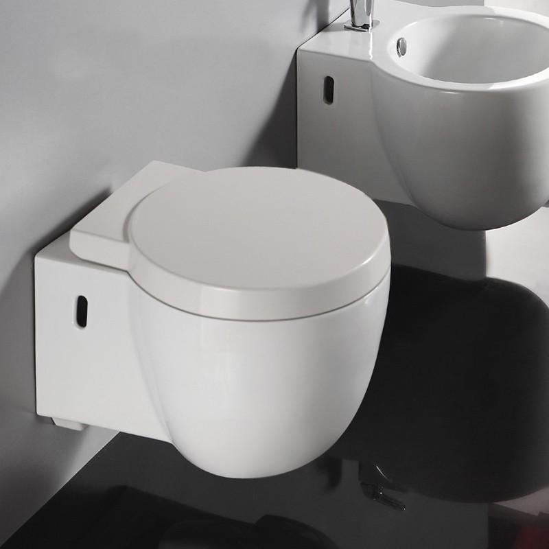 WC Suspendu Compact, 50x40 cm, Blanc, avec Abattan