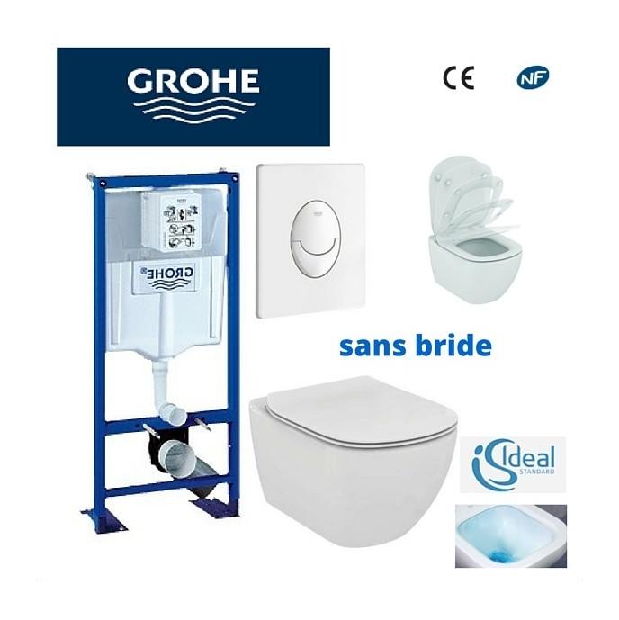 Pack wc grohe - cuvette sans bride ideal standard