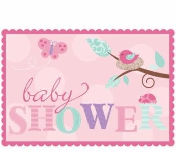 8 Invitations baby shower L Oiseau Rose Taille Unique 8 Invitations baby shower