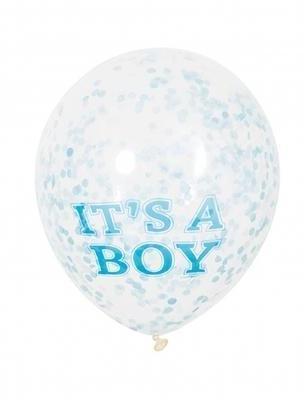 Ballon latex it s a boy confettis bleus Taille Unique Ballon latex it s a boy confettis