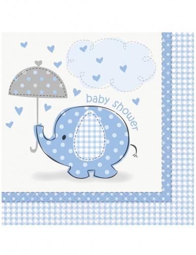 16 Serviettes en papier Elephant Bleu 33 x 33 cm Taille 16 Serviettes en papier Elephant