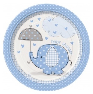8 Petites assiettes carton Elephant Bleu 18 cm Taille 8 Petites assiettes carton