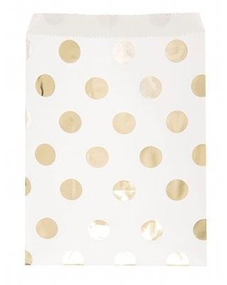 8 Sacs à friandises blancs à pois dorés Taille Unique 8 Sacs à friandises blancs