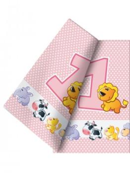Nappe plastique animaux 1 an fille 120 x 180 cm Taille Nappe plastique animaux 1