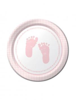 8 Petites assiettes en carton pieds roses 18 cm Taille 8 Petites assiettes en carton