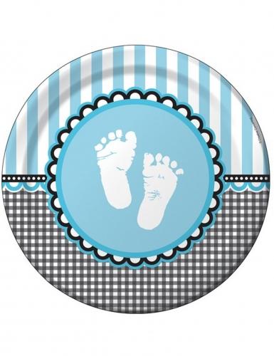 8 Assiettes en carton Pieds bleus 23 cm Taille Uni