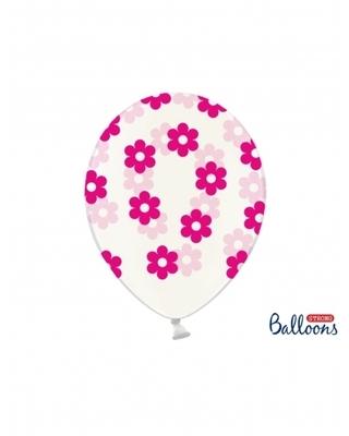 6 Ballons transparents fleurs roses Taille Unique 6 Ballons transparents fleurs