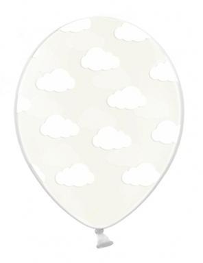 6 Ballons transparents nuages blancs Taille Unique 6 Ballons transparents nuages