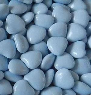 Dragées mini coeur chocolat couleur bleu clair 250 Dragées mini coeur chocolat