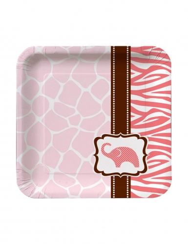 8 Petites assiettes en carton Safari pink 18 cm Taille 8 Petites assiettes en carton