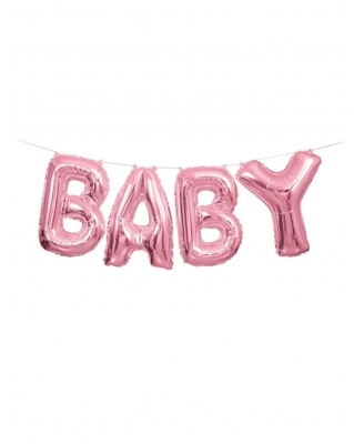 Guirlande ballon aluminium baby rose Taille Unique Guirlande ballon aluminium