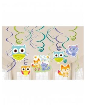 12 suspensions spirale Forêt Baby Shower Taille Unique 12 suspensions spirale Forêt