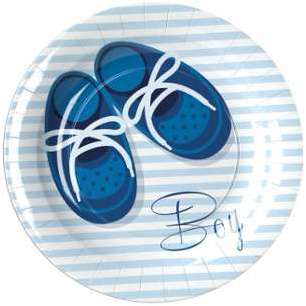 8 Petites assiettes en carton Baby Boy 18 cm Taille 8 Petites assiettes en carton