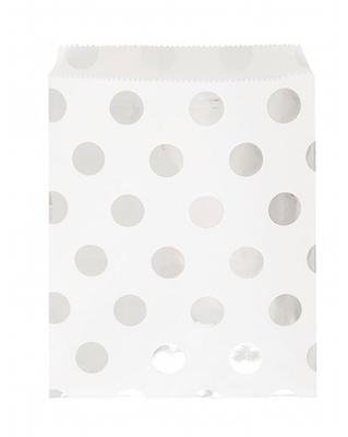 8 Sacs à friandises blancs à pois argent Taille Unique 8 Sacs à friandises blancs