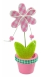 Marque-places fleur vichy rose en pot