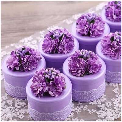 Boîte à dragées parme en métal Mariage romantique