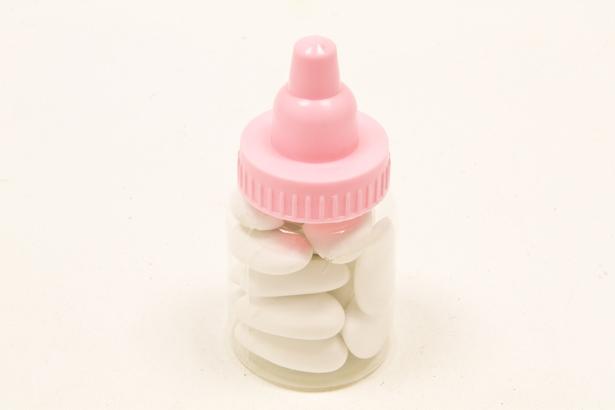 3 Biberons roses pour dragées baptême