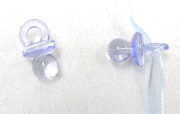 Mini tétines plastique transparentes bleues x 10