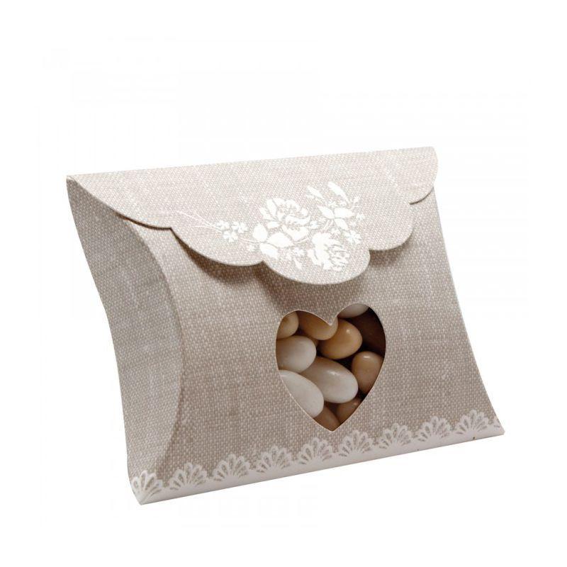 10 BOITES À DRAGÉES COEUR BLANC 8,5 CM
