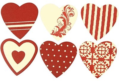 Coeur en bois rouge blanc 60 pièces Coeur en bois rouge blanc