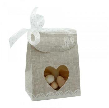 10 BOITES À DRAGÉES COEUR BLANC 8 CM