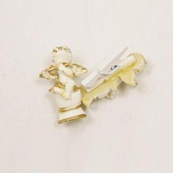 10 PINCES ANGES EN RÉSINE IVOIRE 3 X 2 CM
