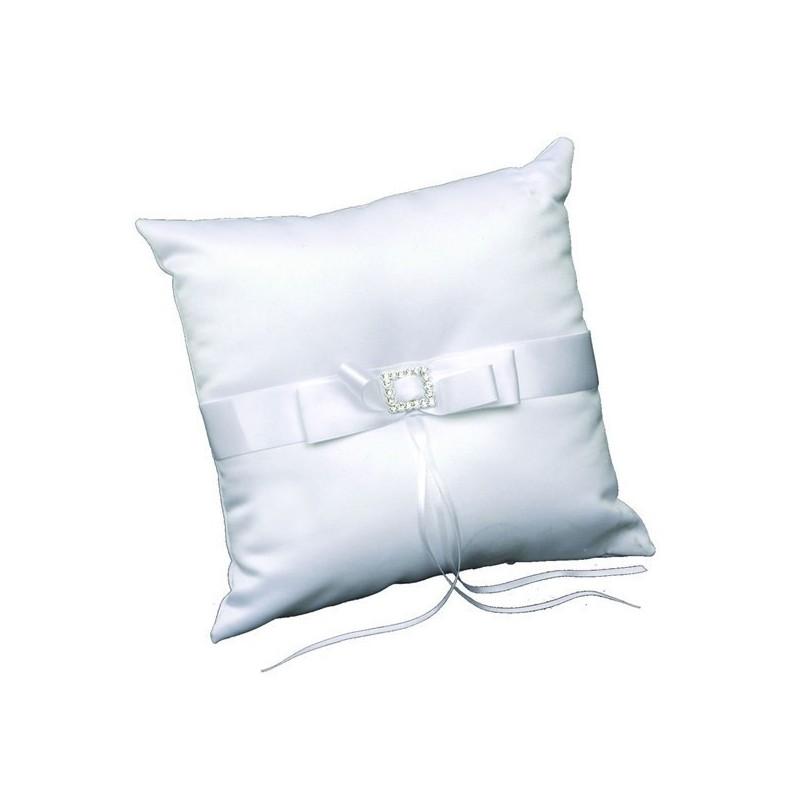 Coussin carré strass porte alliance Blanc