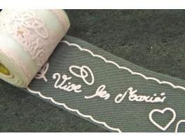 Rouleau de tulle vive les mariés rose