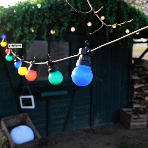 Guirlande guinguette 10 ampoules lumineuses multic