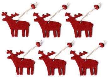 Christmas Ornament Reindeer 6 pieces - rouge