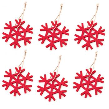 Christmas Ornament Snowflake 6 pieces - rouge