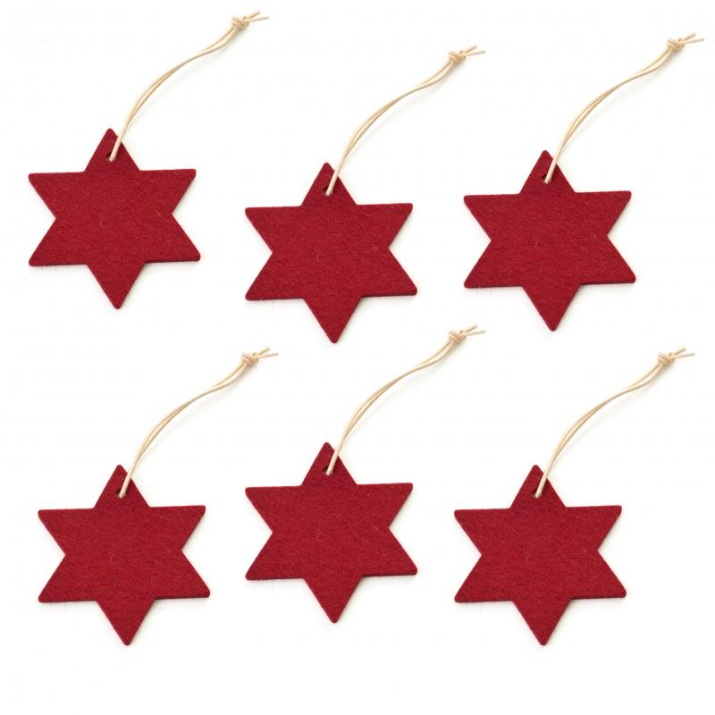 Christmas Ornament Star 6 pieces - rouge