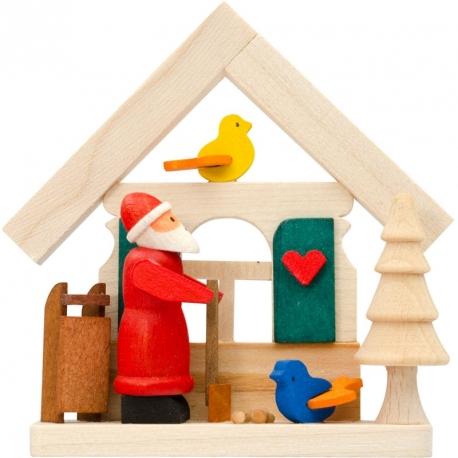 Sapin de Noel en bois illuminé petits animaux de l