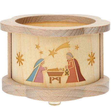 Petit photophore en bois crèche de Noël