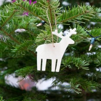Christmas Ornament Reindeer 6 pieces - blanc