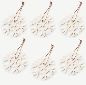Christmas Ornament Snowflake 6 pieces - blanc