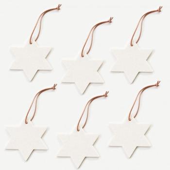Christmas Ornament Star 6 pieces - blanc
