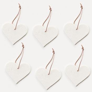 Christmas Ornament Heart 6 pieces - blanc