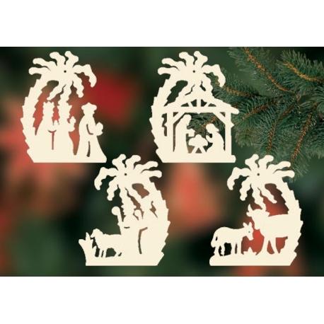 4 crèches de Noël sous un palmier à suspendre au s
