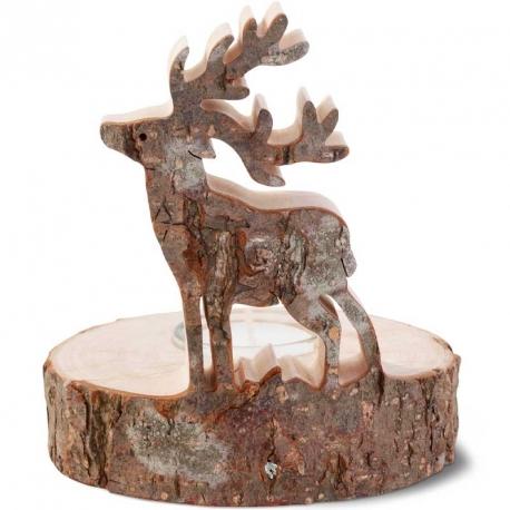 Bougeoir bois brut, cerf