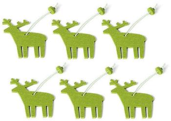 Christmas Ornament Reindeer 6 pieces - vert