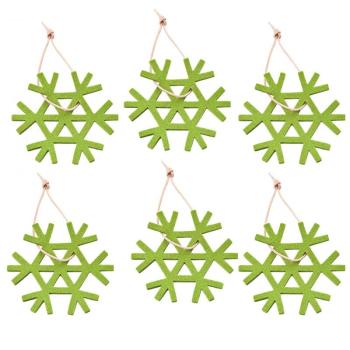 Christmas Ornament Snowflake 6 pieces - vert