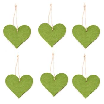 Christmas Ornament Heart 6 pieces - vert
