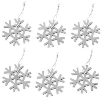 Christmas Ornament Snowflake 6 pieces - clair gris